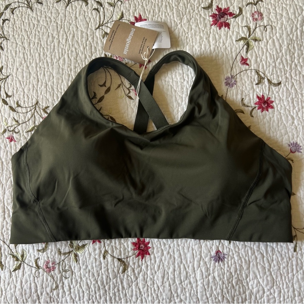 Patagonia Women's Shadowlite Mid-Impact Adjustable Bra Pine Needle Green XXL NEW - Picture 4 of 10